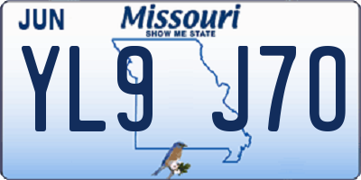 MO license plate YL9J7O