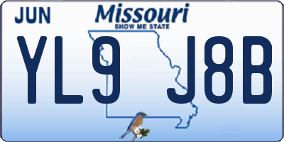 MO license plate YL9J8B