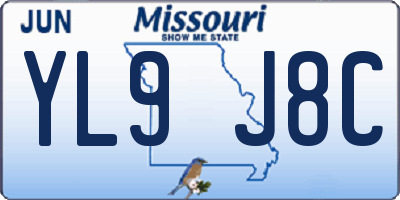MO license plate YL9J8C