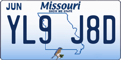 MO license plate YL9J8D