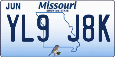 MO license plate YL9J8K