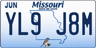 MO license plate YL9J8M