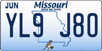 MO license plate YL9J8O