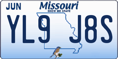 MO license plate YL9J8S