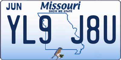 MO license plate YL9J8U