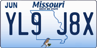 MO license plate YL9J8X