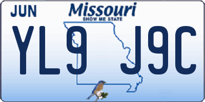 MO license plate YL9J9C