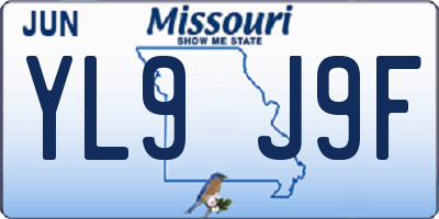 MO license plate YL9J9F