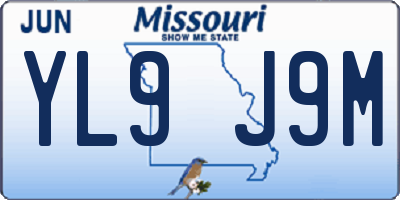 MO license plate YL9J9M