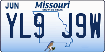 MO license plate YL9J9W
