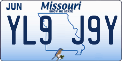 MO license plate YL9J9Y