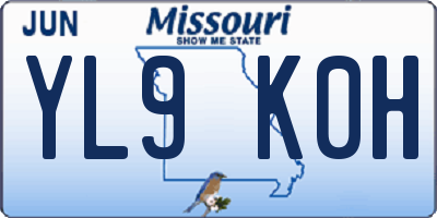 MO license plate YL9K0H