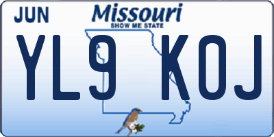 MO license plate YL9K0J