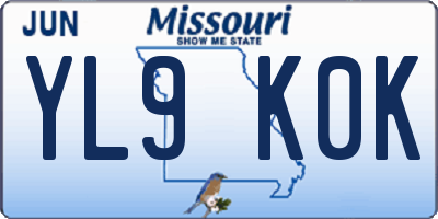 MO license plate YL9K0K