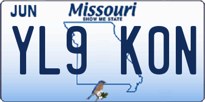MO license plate YL9K0N