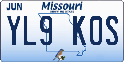 MO license plate YL9K0S