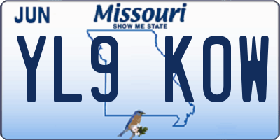 MO license plate YL9K0W