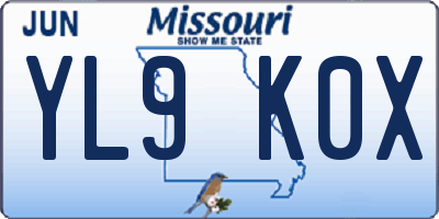MO license plate YL9K0X