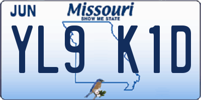 MO license plate YL9K1D