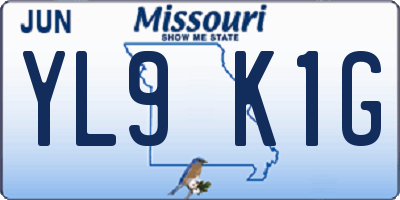 MO license plate YL9K1G