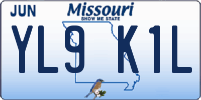 MO license plate YL9K1L