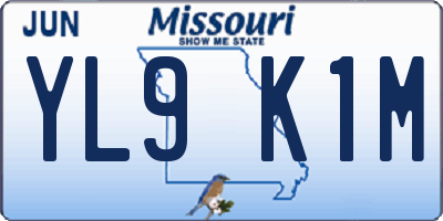 MO license plate YL9K1M