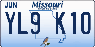 MO license plate YL9K1O