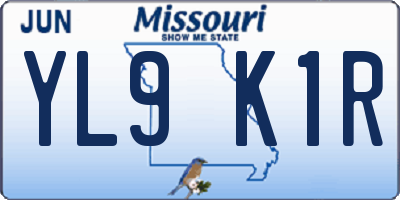 MO license plate YL9K1R