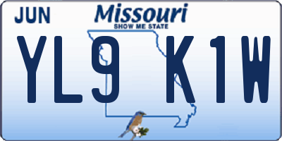 MO license plate YL9K1W