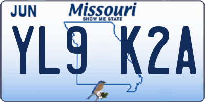 MO license plate YL9K2A