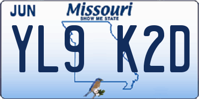 MO license plate YL9K2D