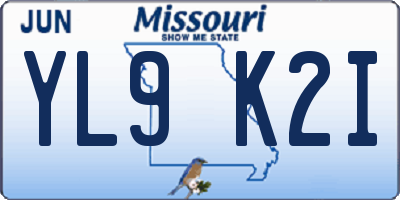 MO license plate YL9K2I