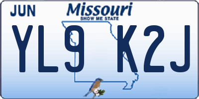 MO license plate YL9K2J