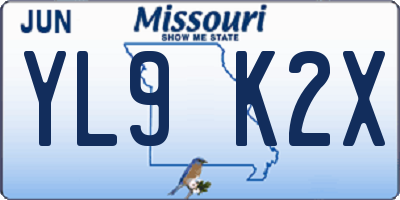MO license plate YL9K2X
