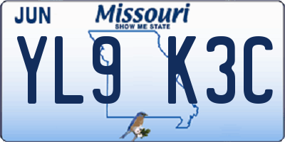 MO license plate YL9K3C