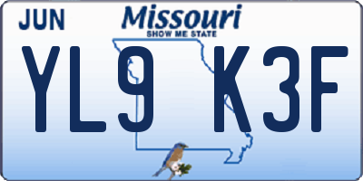 MO license plate YL9K3F