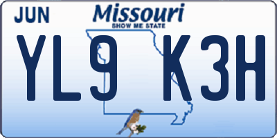 MO license plate YL9K3H