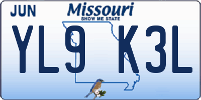 MO license plate YL9K3L