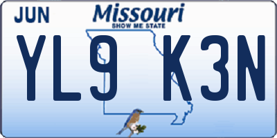 MO license plate YL9K3N