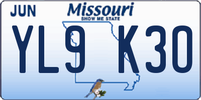 MO license plate YL9K3O