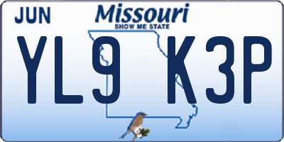 MO license plate YL9K3P