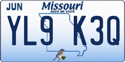 MO license plate YL9K3Q