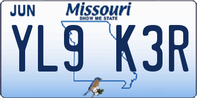 MO license plate YL9K3R