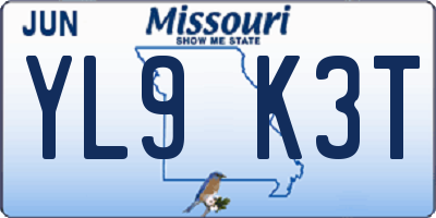 MO license plate YL9K3T