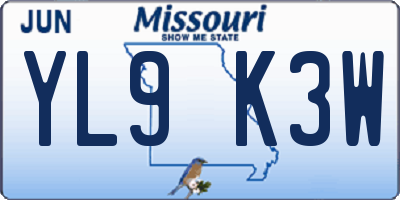 MO license plate YL9K3W