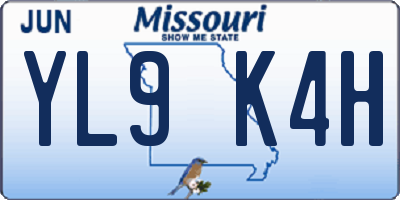 MO license plate YL9K4H