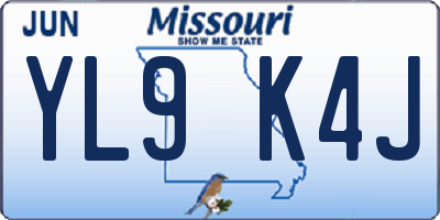 MO license plate YL9K4J
