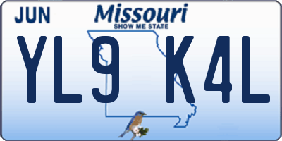 MO license plate YL9K4L