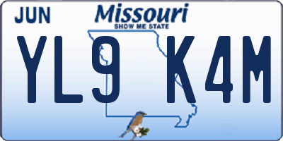 MO license plate YL9K4M