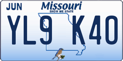 MO license plate YL9K4O